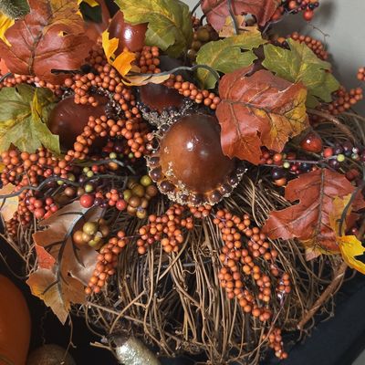 Fall Wicker Pumpkin Arrangement with Sunflowers and Berries