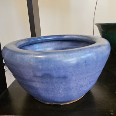 Studio Pottery Blue Glazed Planter Bowl