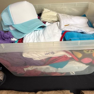 Assorted Apparel and Accessories Storage Bin