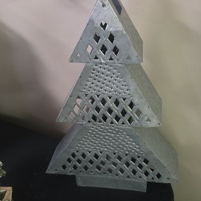 Galvanized Metal Tiered Christmas Tree Luminary