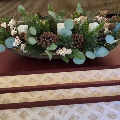 Holiday Candle Centerpiece with Artificial Greenery