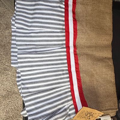 Glory Haus Burlap and Ticking Stripe Decorative Table Runner