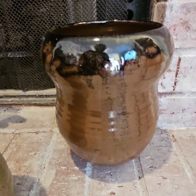 Studio Pottery Brown Drip Glaze Vase