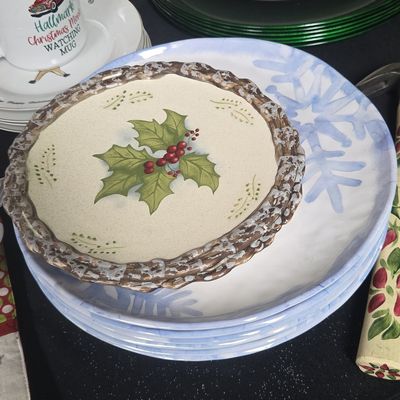 Certified International "Holiday Gathering" Holly and Snowflake Dinnerware Set