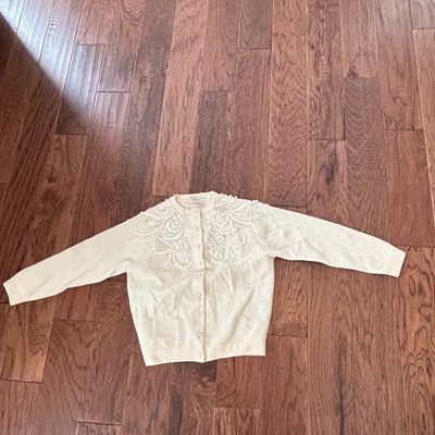 Vintage Beaded Wool Cardigan Sweater