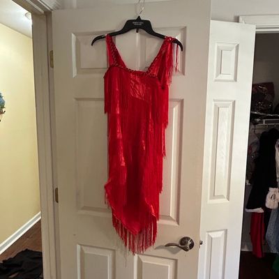 Red Fringe Latin Dance Dress
