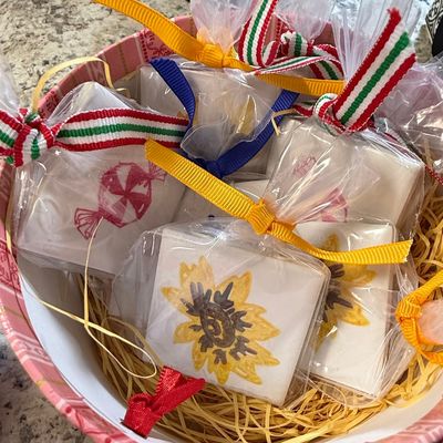 Hand-Painted Sunflower and Candy Wrapper Soap Favors Gift Set