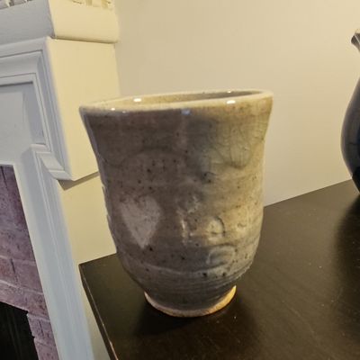 Studio Pottery Yunomi Tea Cup with Heart Motif