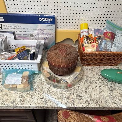 Vintage Woven Lidded Sewing Basket