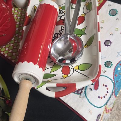 Fitz and Floyd Mingle Jingle Be Merry Snack Plate and Rolling Pin Set