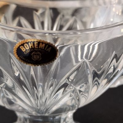 Bohemia Czech Republic Lead Crystal Footed Gravy Boat
