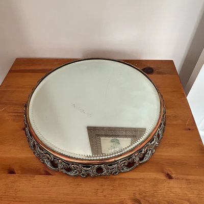 Vintage Ornate Filigree Vanity Mirror Tray