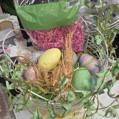 Easter Decorative Basket with Assorted Ornaments