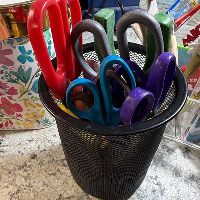 Assorted Utility Scissors in Mesh Desk Cup