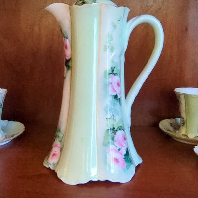 Haviland Limoges Chocolate Pot with Pink Roses