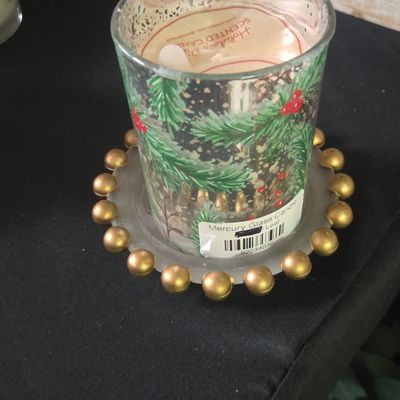 Silver Mercury Glass Candle with Handle - Holiday Pine