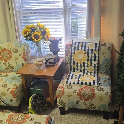 Floral Print Armless Accent Chairs