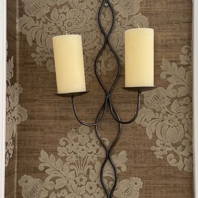 Wrought Iron Double Candle Wall Sconce with Scrollwork
