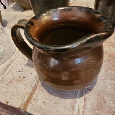 Southern Folk Art Brown-Glazed Pottery Pitcher