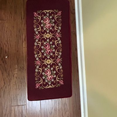 Vintage Floral Needlepoint Runner Rug