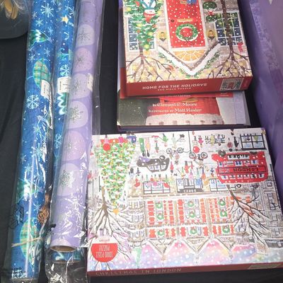 Galison Michael Storrings Christmas Puzzles and Wrapping Paper Collection