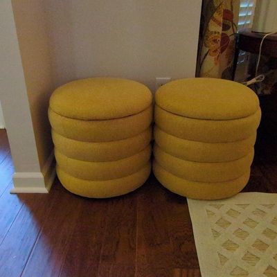 Mid-Century Modern Style Tiered Storage Ottomans