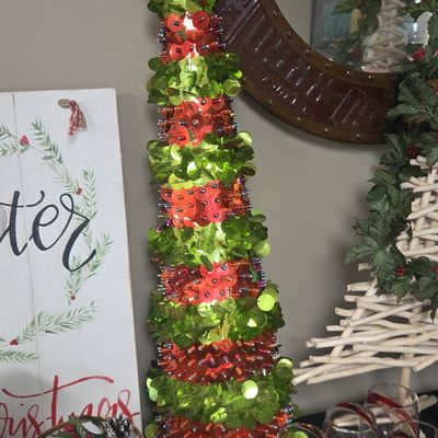 Sequin-Covered Lighted Cone Christmas Tree