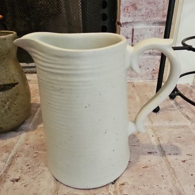 Ribbed Stoneware Pitcher