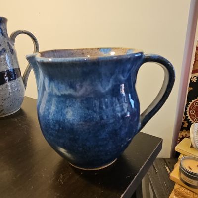 Studio Pottery Cobalt Blue Glazed Pitcher