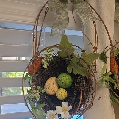 Grapevine Nest Wall Hanging with Eggs and Carrots
