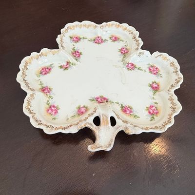 Vintage Porcelain "Royal Rudolstadt" Clover-Shaped Floral Serving Dish