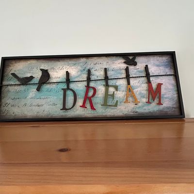 Decorative 'DREAM' Wall Art with Birds on Wire