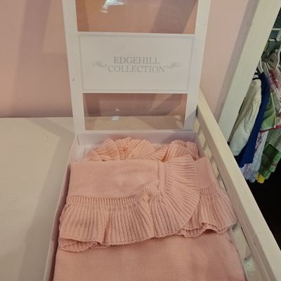 Blossom Pink Frill Knit Baby Blanket
