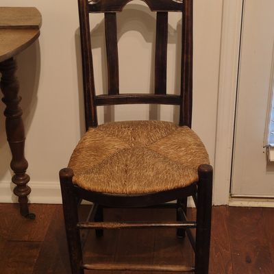 Antique French Provincial Ladder Back Rush Seat Side Chair