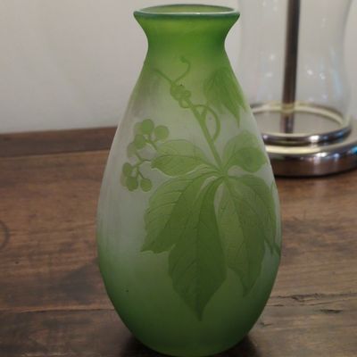 French Cameo Glass Vase, Style of D'Argental