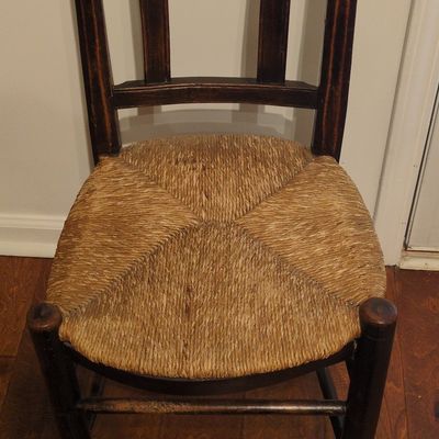 Antique French Provincial Ladder Back Rush Seat Side Chair