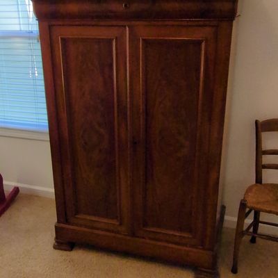 19th Century French Walnut Louis Philippe Armoire with Marble Top