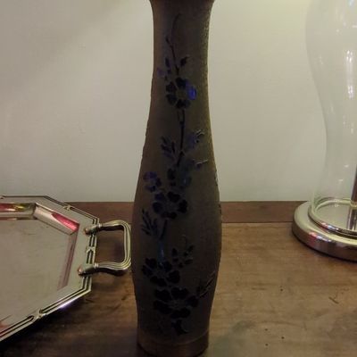 French Art Nouveau Patinated Bronze Floral Vase