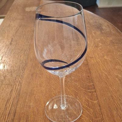 Set of 18 Pier 1 "Swirline Cobalt" Wine Glasses