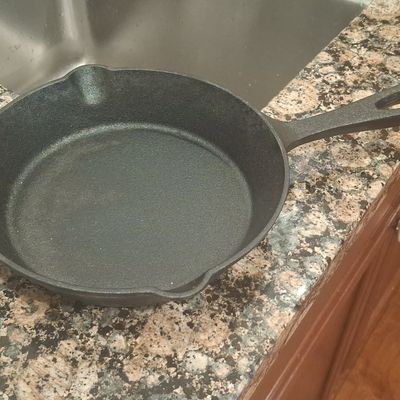 Vintage Cast Iron Skillet with Double Pour Spouts