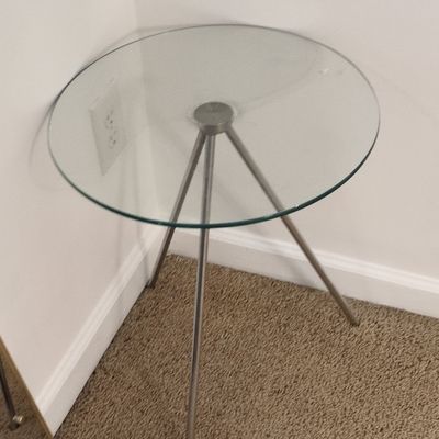 Modern Tripod Side Table with Glass Top