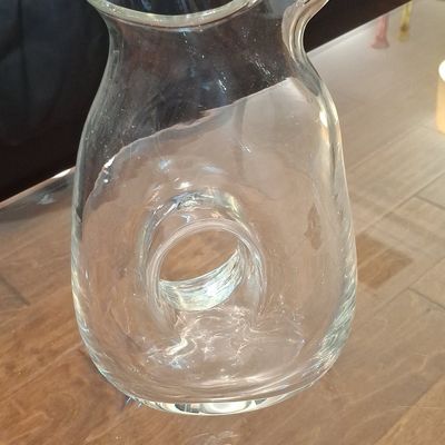 Vintage Tarnow Hand Blown Glass Donut Hole Pitcher