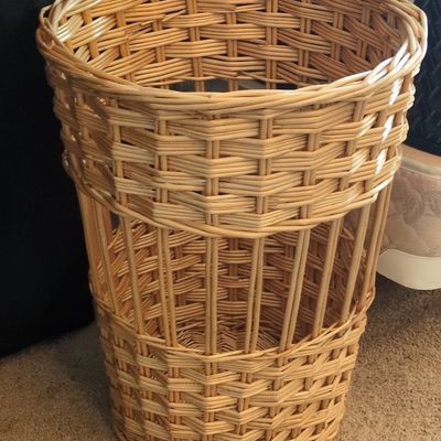 Vintage French Wicker Wastebasket