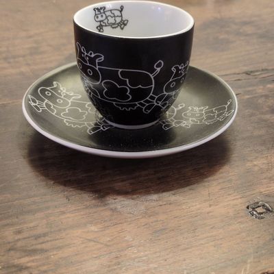 Cow Print Espresso Cup and Saucer Set