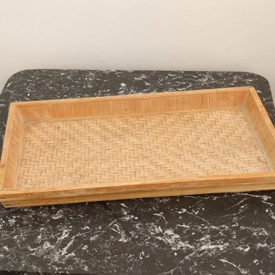 Woven Rattan Rectangular Serving Tray