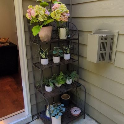 Wrought Iron Four-Tier Folding Bakers Rack Plant Stand