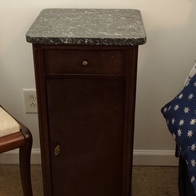 Louis Philippe Style Walnut and Marble Nightstand