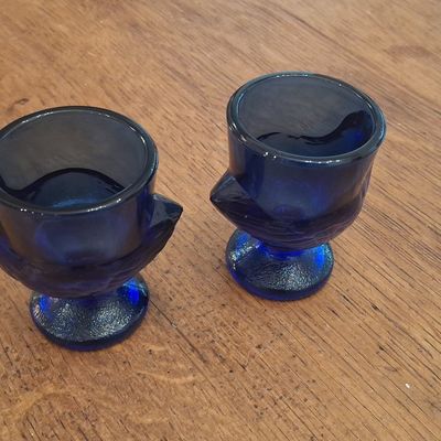 Arcoroc Cobalt Blue Glass Chicken Egg Cups