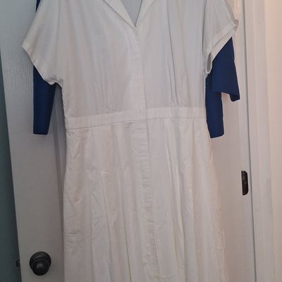 Theory White Cotton Poplin Shirt Dress
