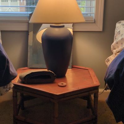 Hexagonal Faux Bamboo Side Table